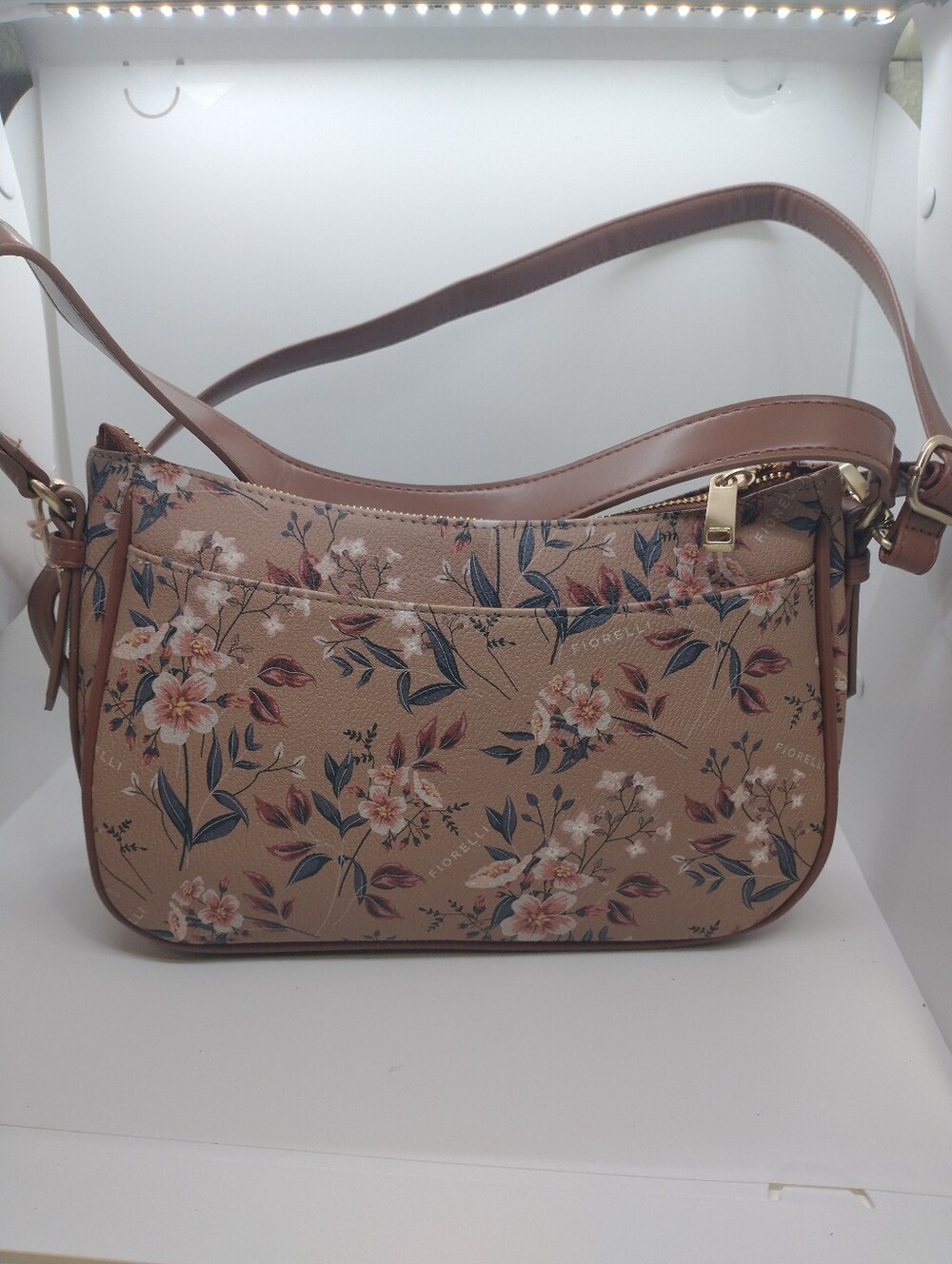 Fiorelli Beige Brown Floral Print Women's Shoulder Bag Detachable Strap New.